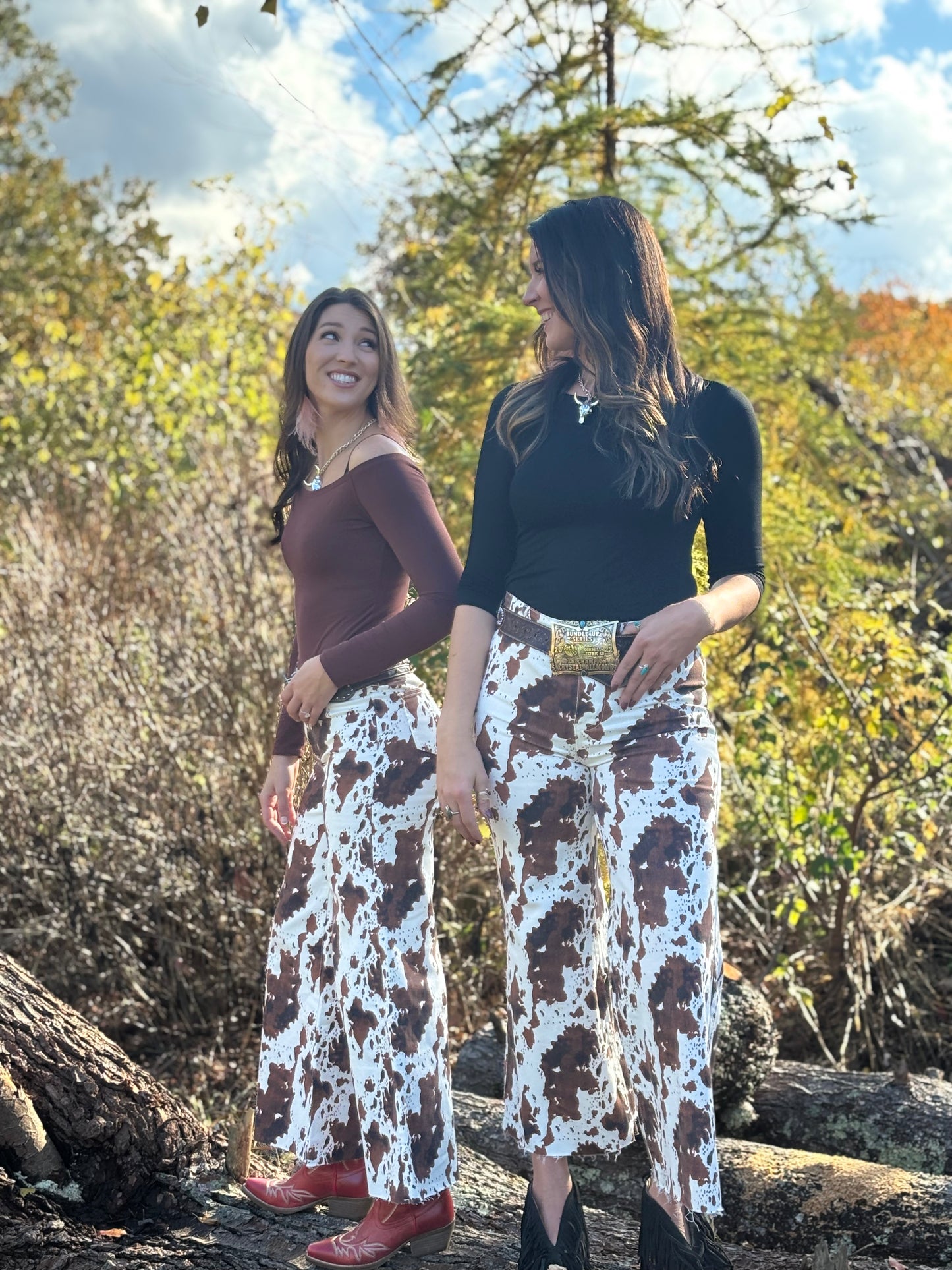 Cowprint High Rise Jeans