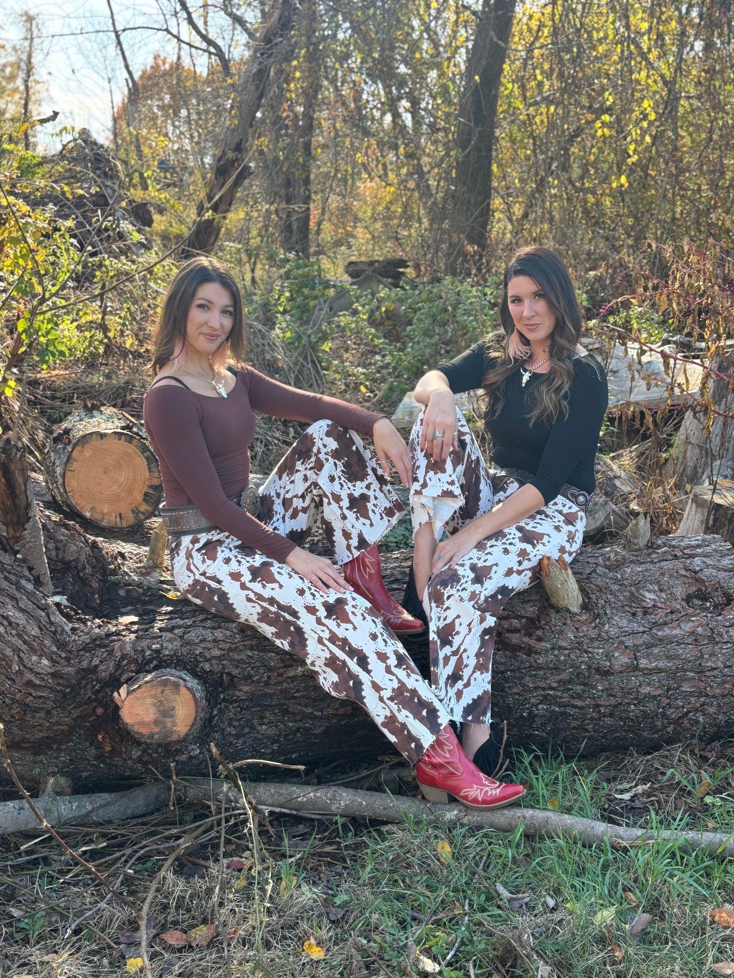 Cowprint High Rise Jeans
