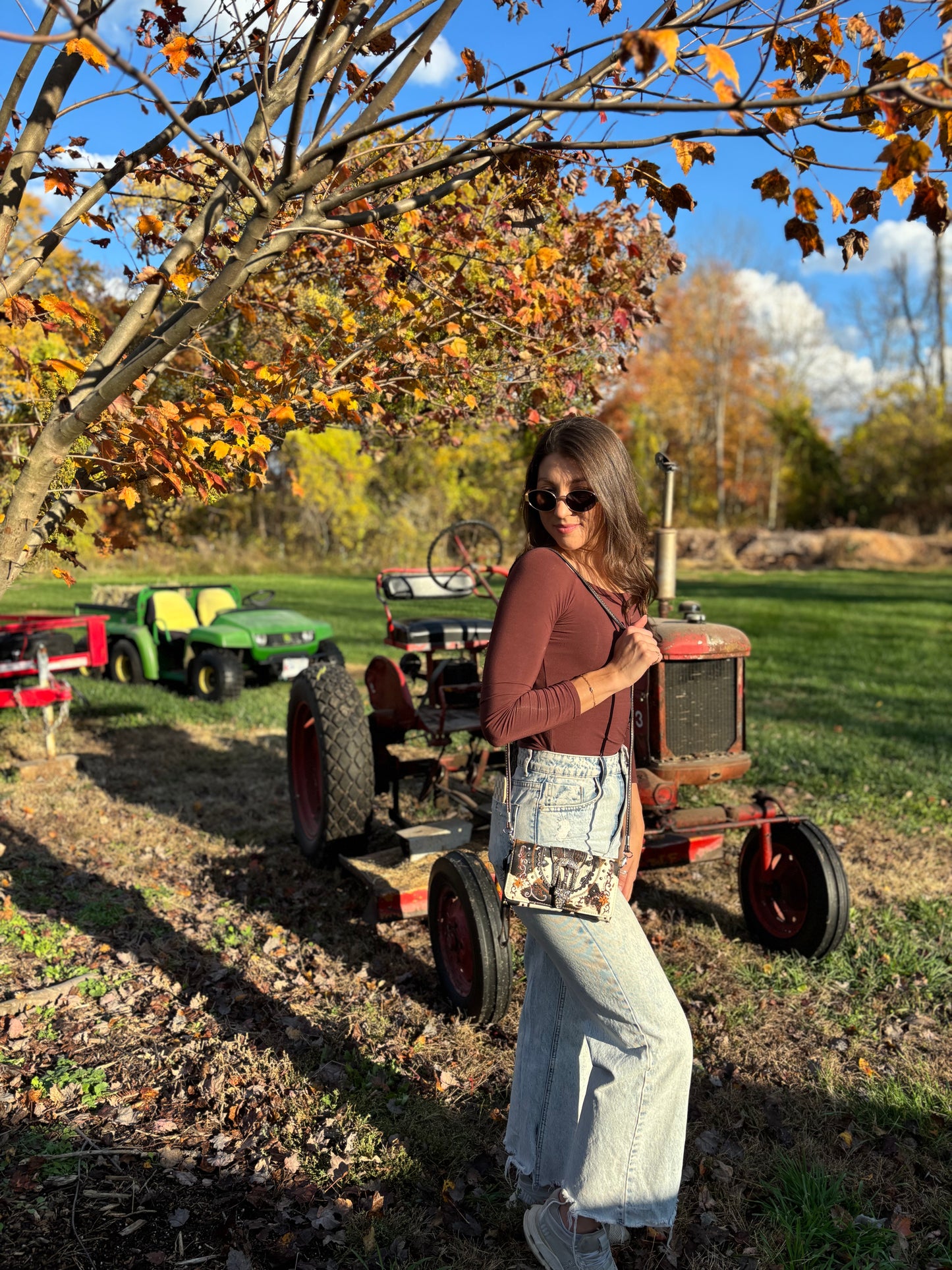 Cow Print Western Buckle Crossbody Wallet