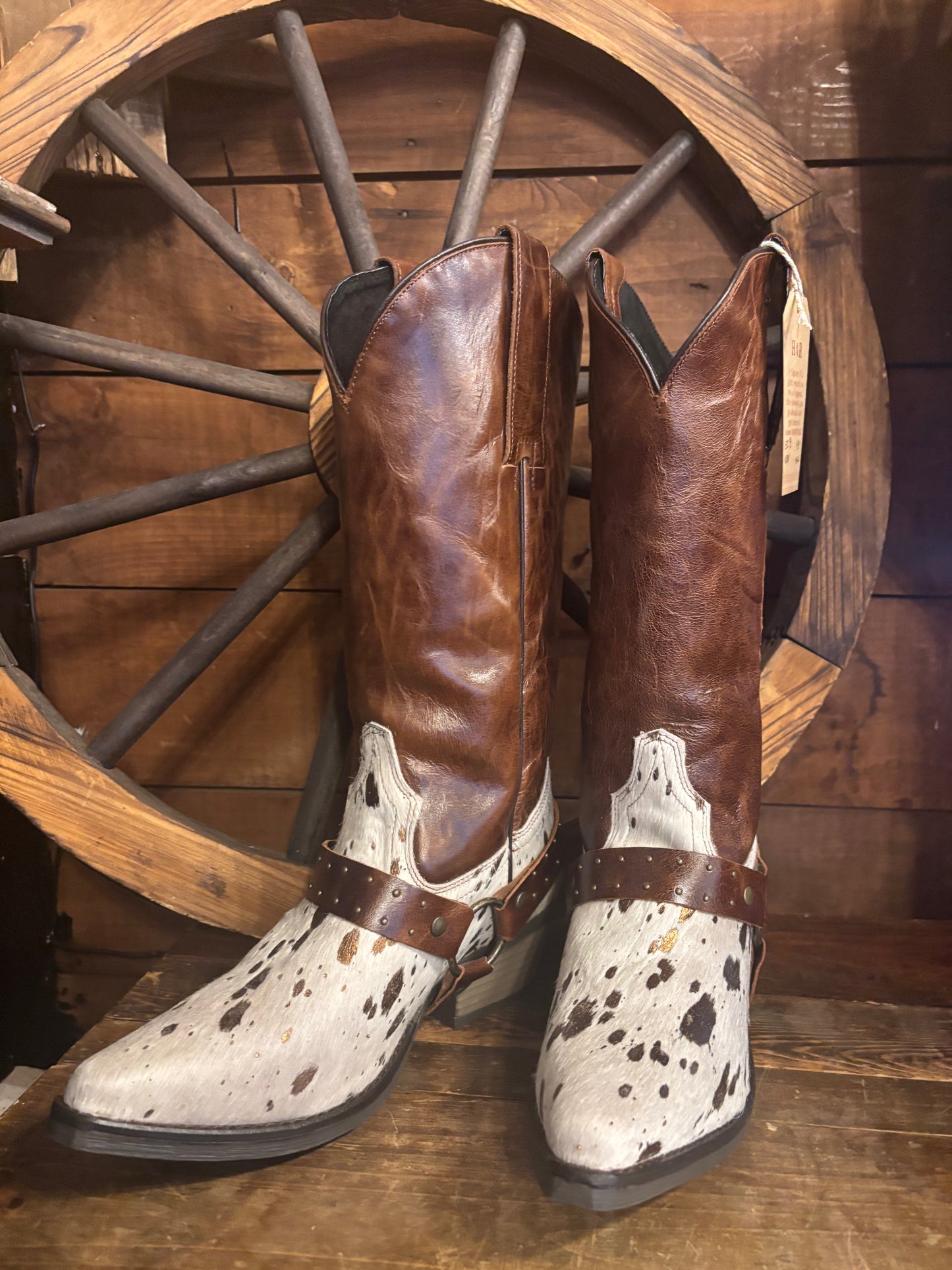 Cowhide Harness Cowboy Boots
