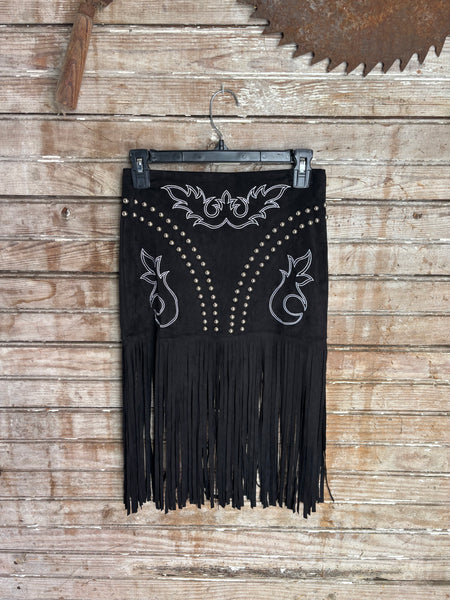 Studded Faux Suede Skirt