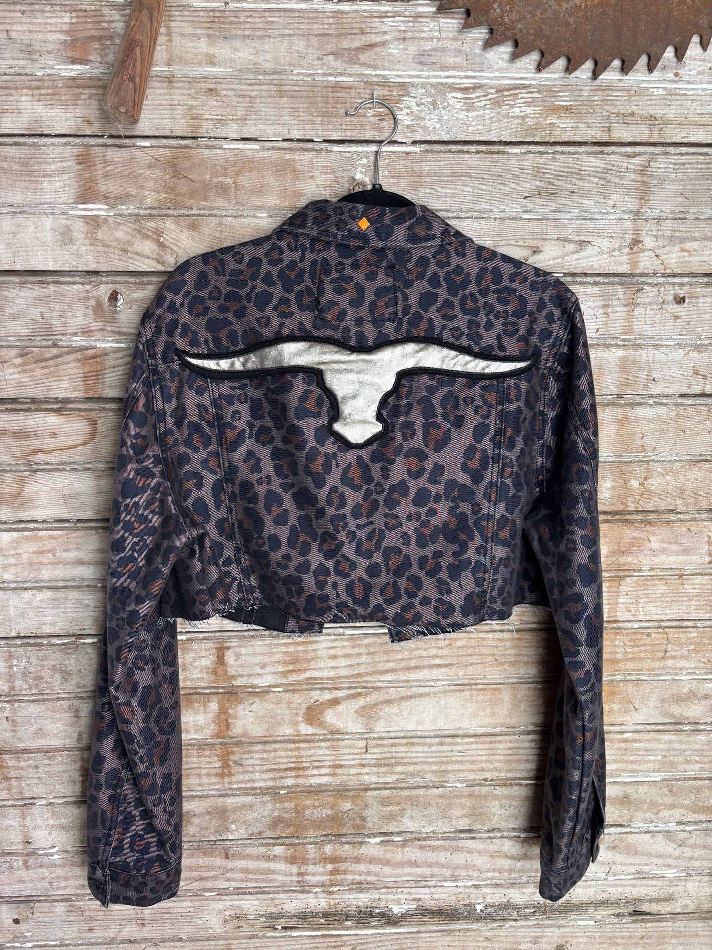 Cheetah Print Longhorn Denim Jacket