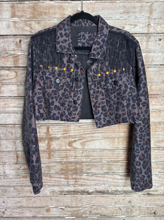 Cheetah Print Longhorn Denim Jacket