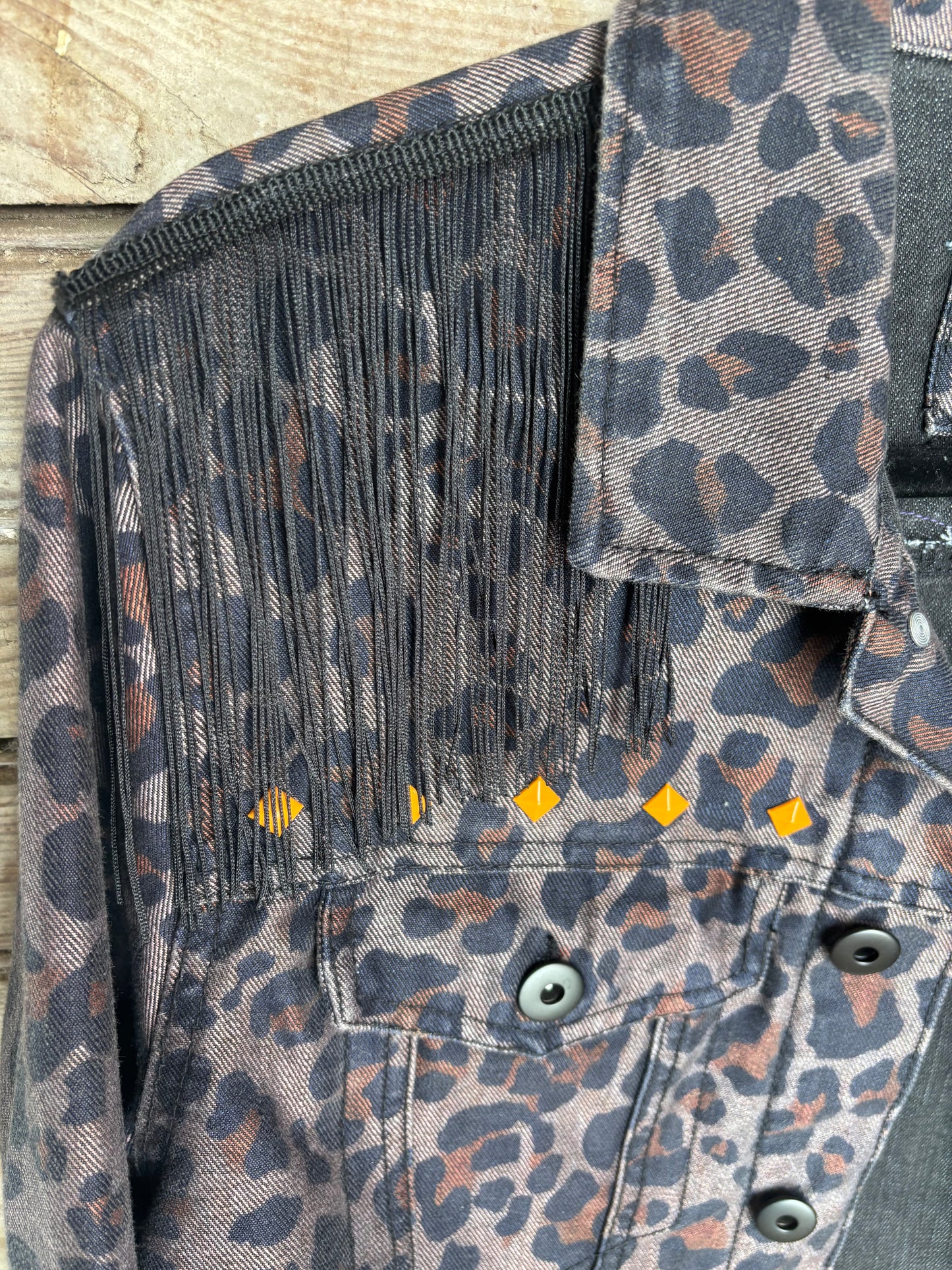 Cheetah Print Longhorn Denim Jacket