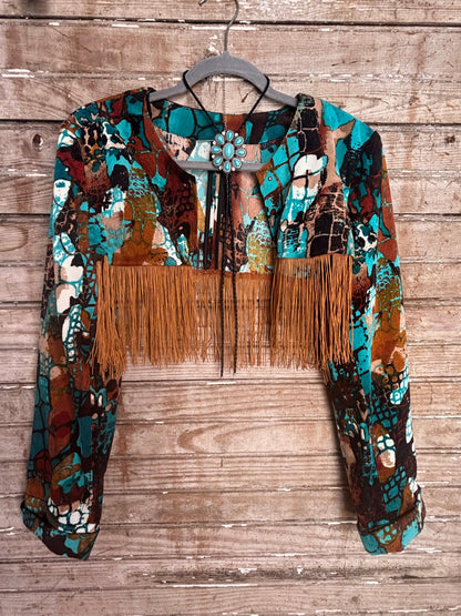 Upcycled Fringe/Cordoroy Cropped Jacket
