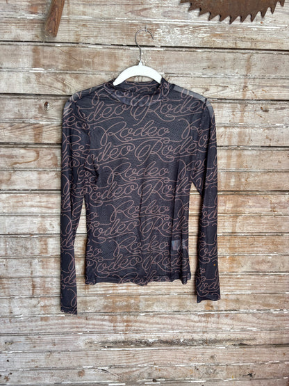 Mock Neck Long Sleeve Mesh Top