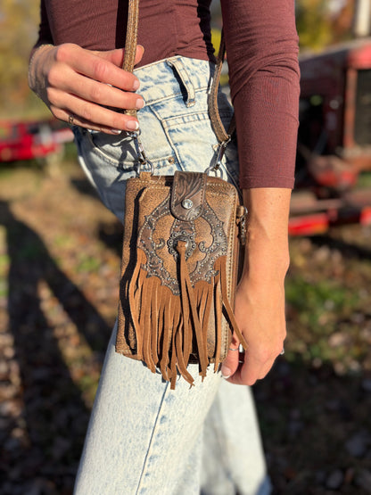 Western Fringe Women's Crossbody Phone Wallet