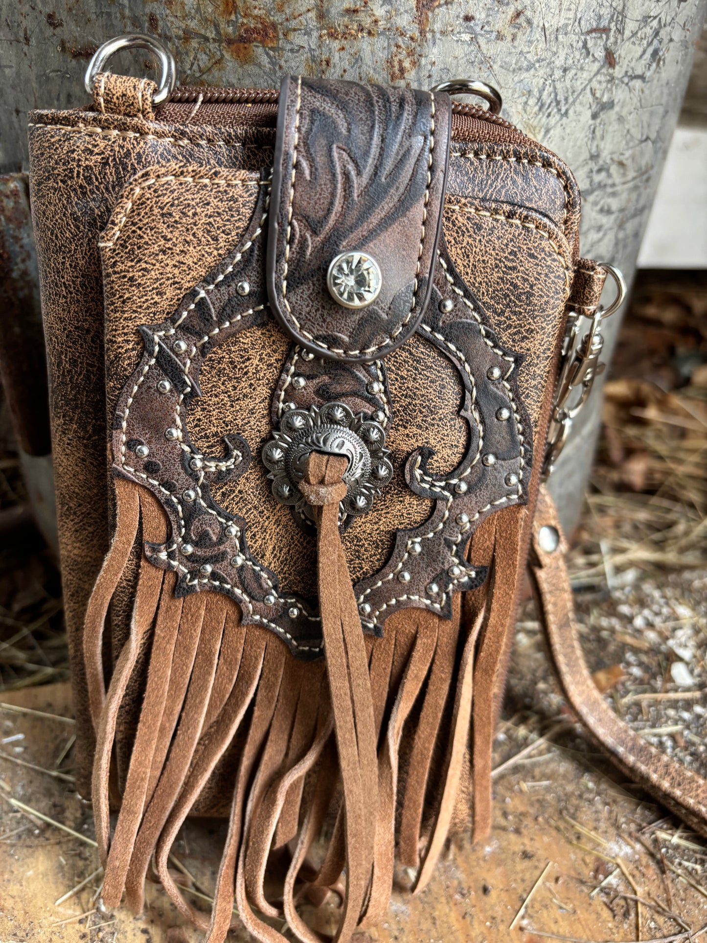 Western Fringe Women's Crossbody Phone Wallet