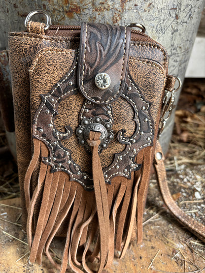 Western Fringe Women's Crossbody Phone Wallet