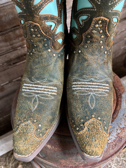 Olive/Turquoise Cowboy Boots