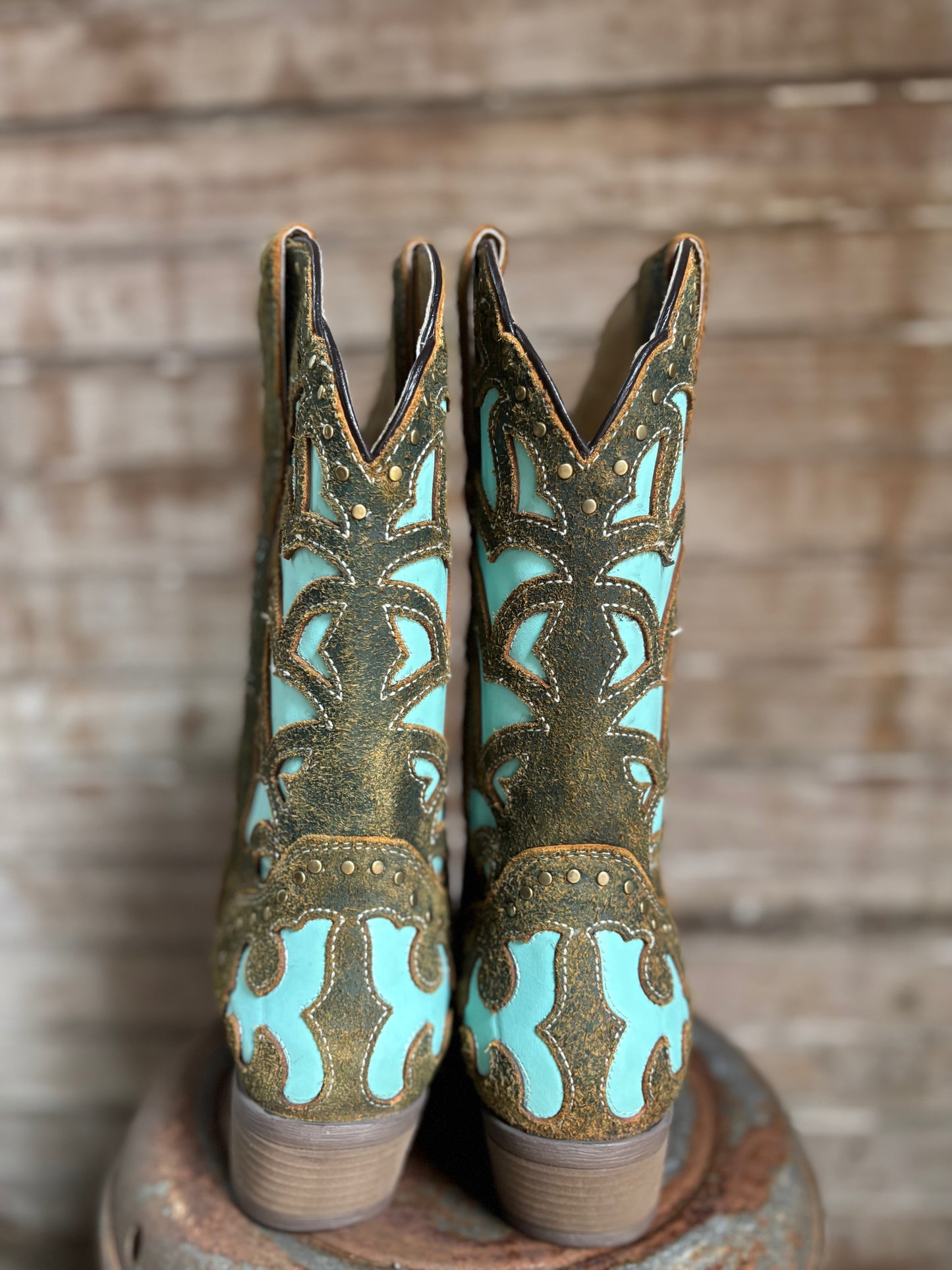 Olive/Turquoise Cowboy Boots
