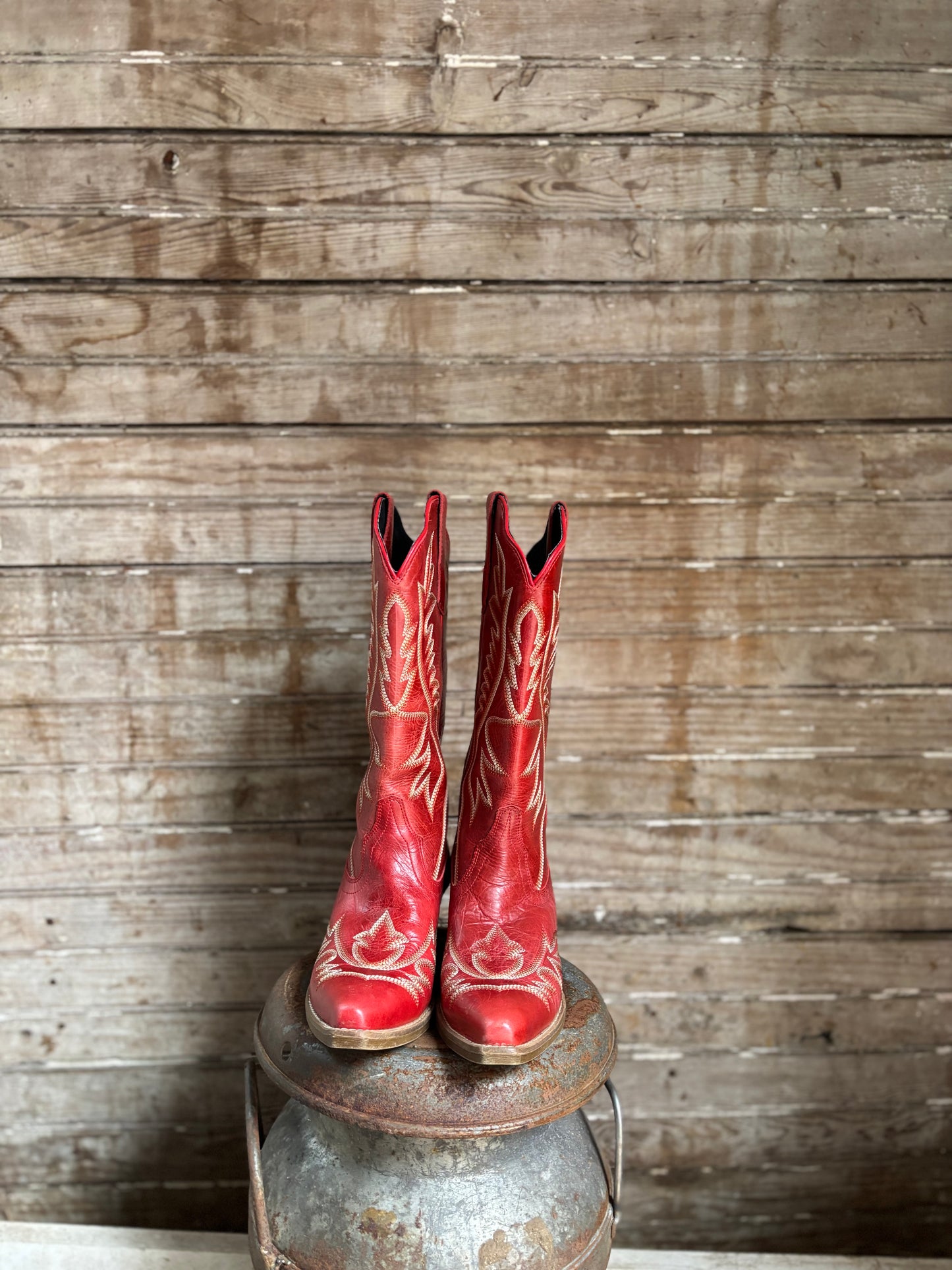 Red Leather Cowboy Boots