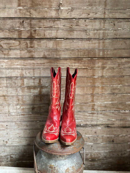 Red Leather Cowboy Boots