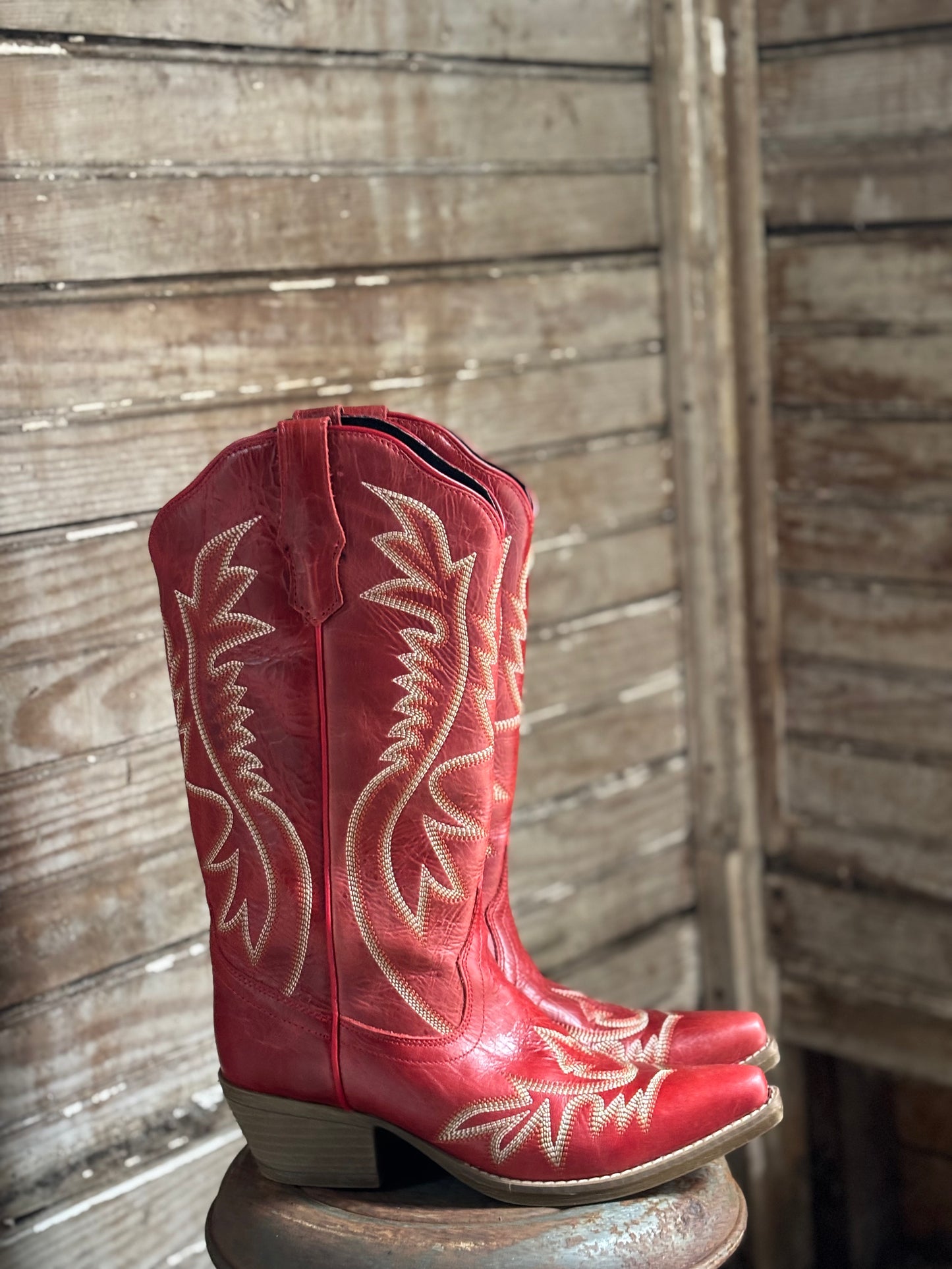 Red Leather Cowboy Boots