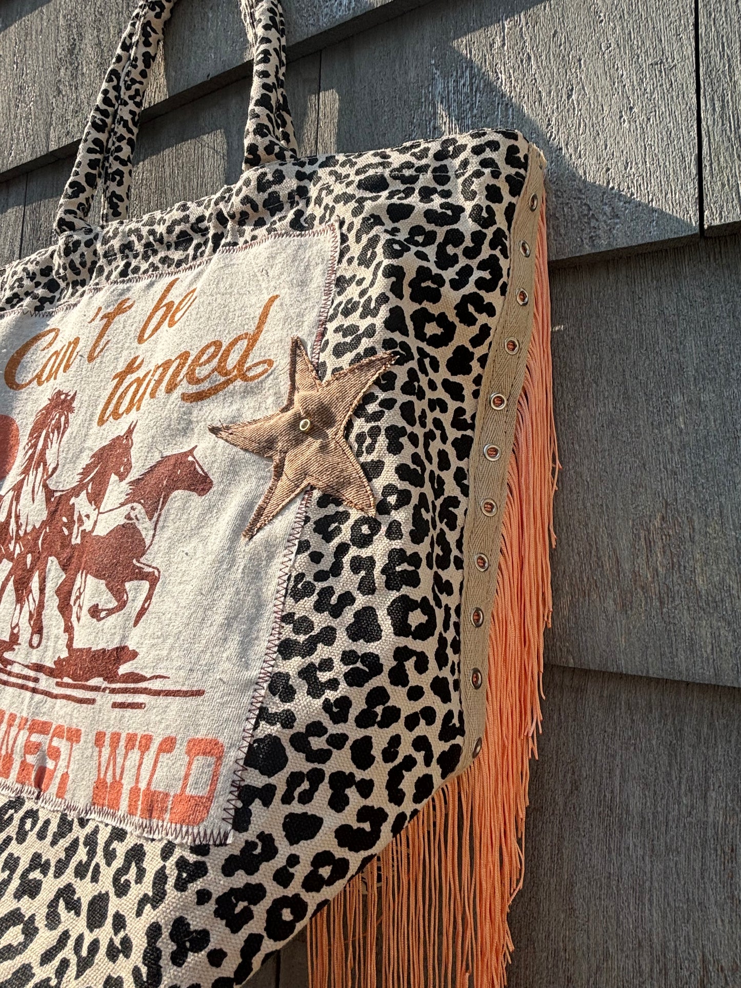 Upcycled Cheetah Totes