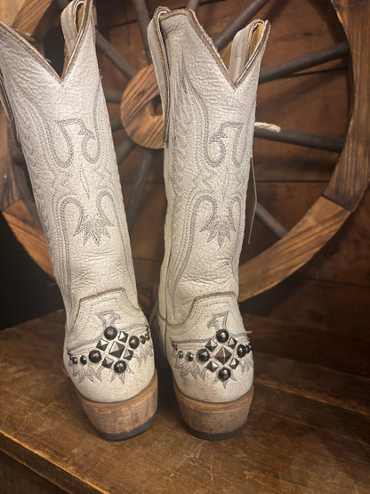 White Studded Cowboy Boots