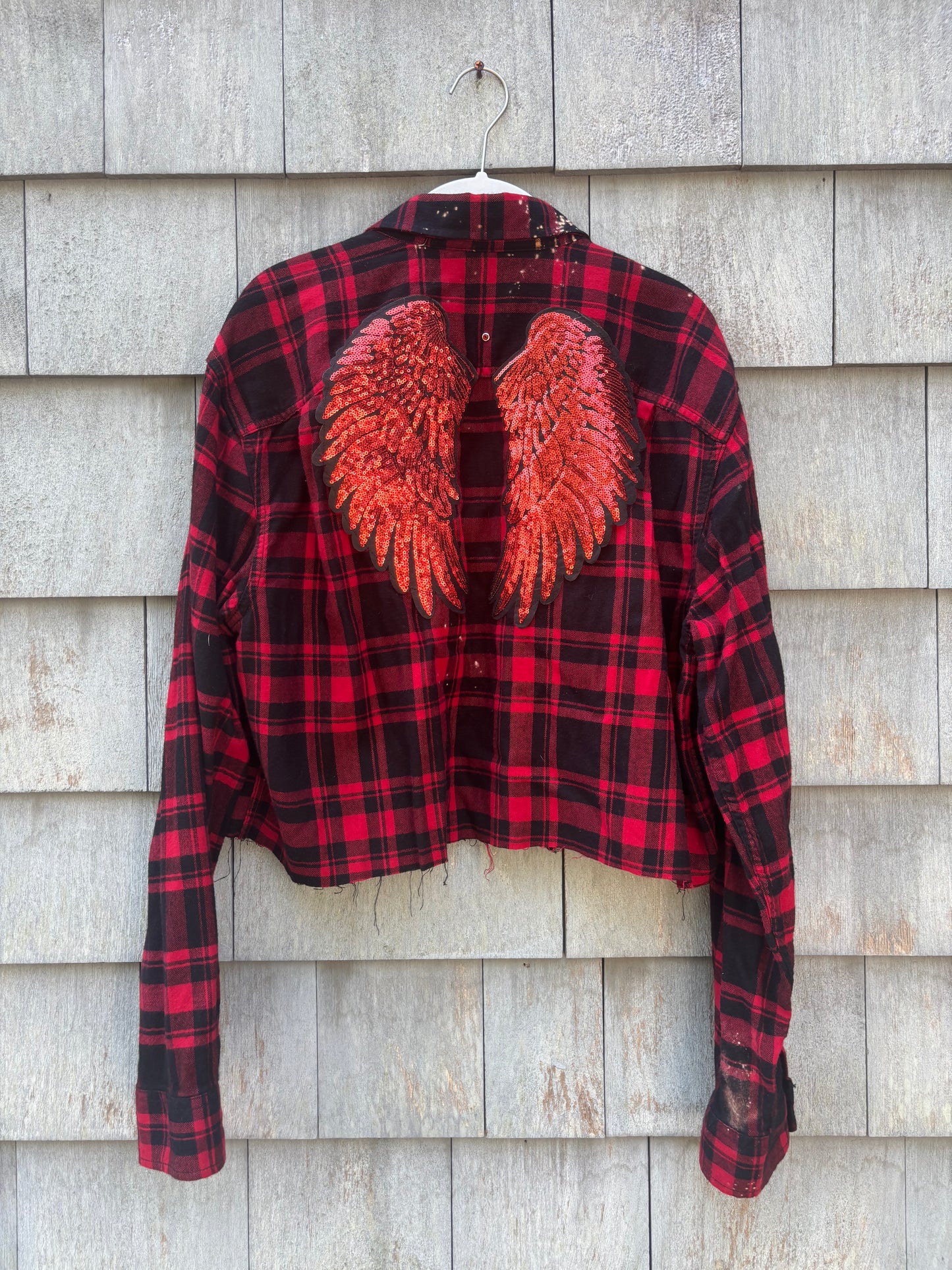 Distressed Flannel with Angel Wings